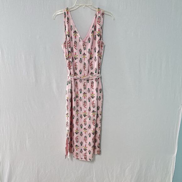 Ann Taylor Pink Floral Linen Blend Tie Waist Sheath Dress Size 10 Pockets Lined - Picture 10 of 14